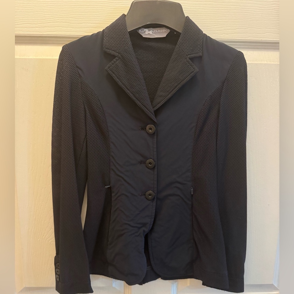 RJ Classics Harmony Jr Girls mesh Show Coat. Size 12S. Navy.